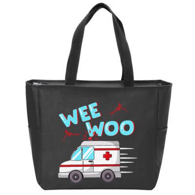 Ems Ambulance Wee Woo Paramedic Emt Gift Boo Boo Bus Zip Tote Bag