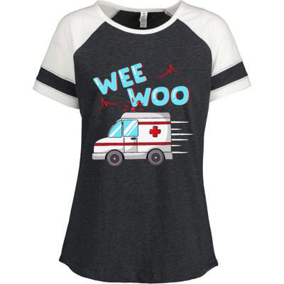 Ems Ambulance Wee Woo Paramedic Emt Gift Boo Boo Bus Enza Ladies Jersey Colorblock Tee