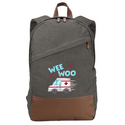 Ems Ambulance Wee Woo Paramedic Emt Gift Boo Boo Bus Cotton Canvas Backpack