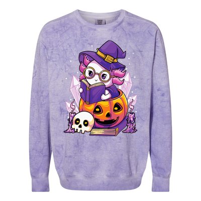 Enchanting Axolotl Witchcraft Halloween Pastel Goth Colorblast Crewneck Sweatshirt