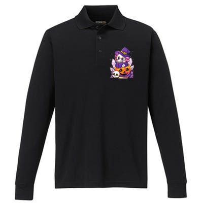 Enchanting Axolotl Witchcraft Halloween Pastel Goth Performance Long Sleeve Polo