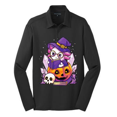 Enchanting Axolotl Witchcraft Halloween Pastel Goth Silk Touch Performance Long Sleeve Polo