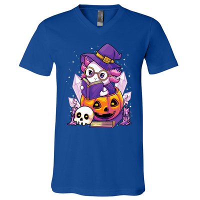 Enchanting Axolotl Witchcraft Halloween Pastel Goth V-Neck T-Shirt