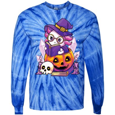 Enchanting Axolotl Witchcraft Halloween Pastel Goth Tie-Dye Long Sleeve Shirt