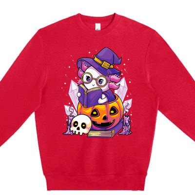 Enchanting Axolotl Witchcraft Halloween Pastel Goth Premium Crewneck Sweatshirt