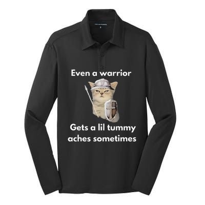 Even A Warrior Gets A Lil Tummy Aches Sometimes Silk Touch Performance Long Sleeve Polo