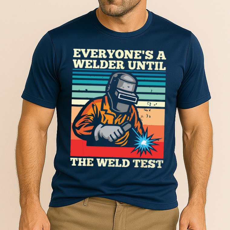 Everyone's A Welder Until The Weld Test Distressed Performance Shirt