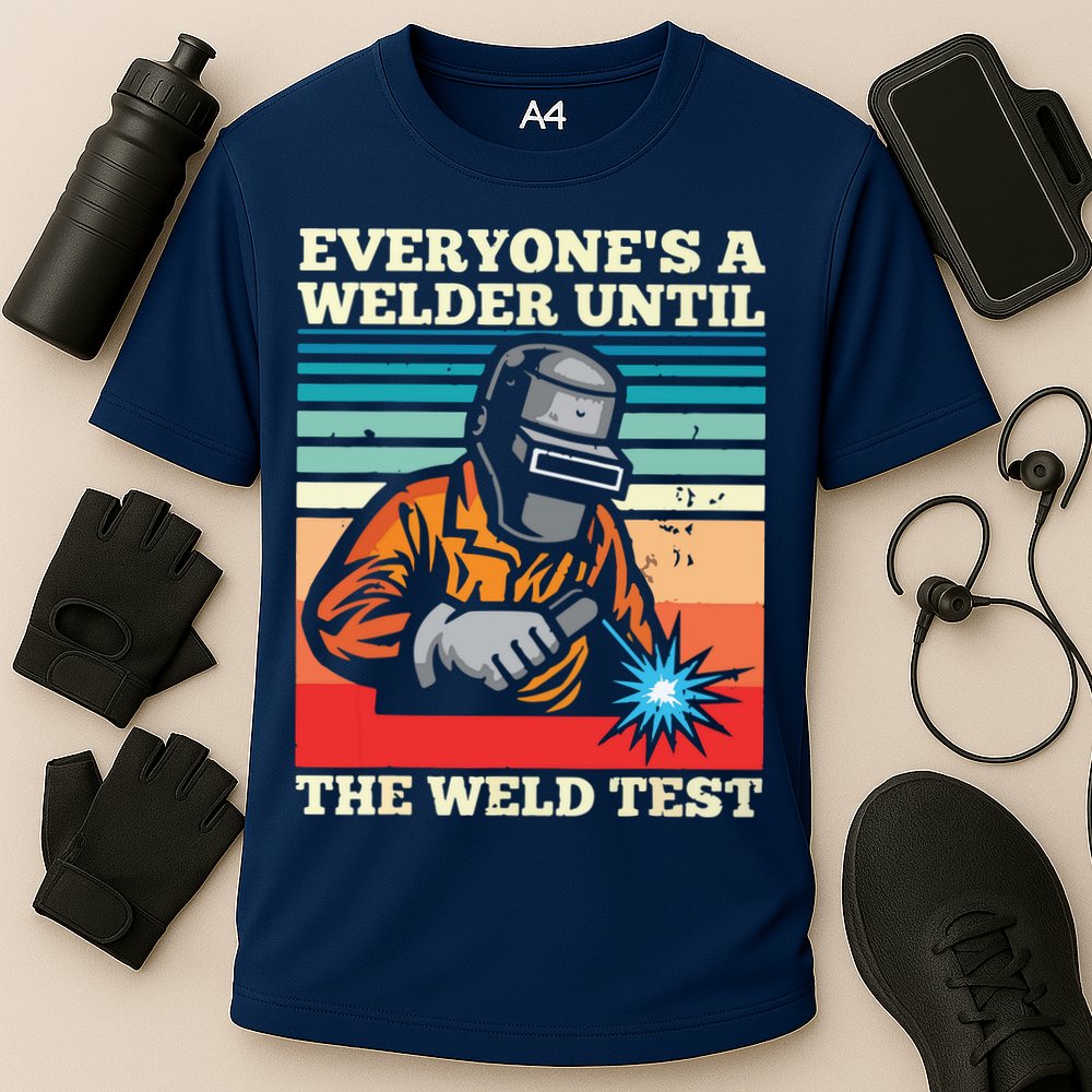 Everyone's A Welder Until The Weld Test Distressed Performance Shirt