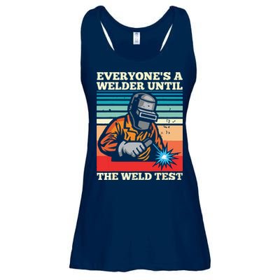 Everyone's A Welder Until The Weld Test Distressed Ladies Essential Flowy Tank