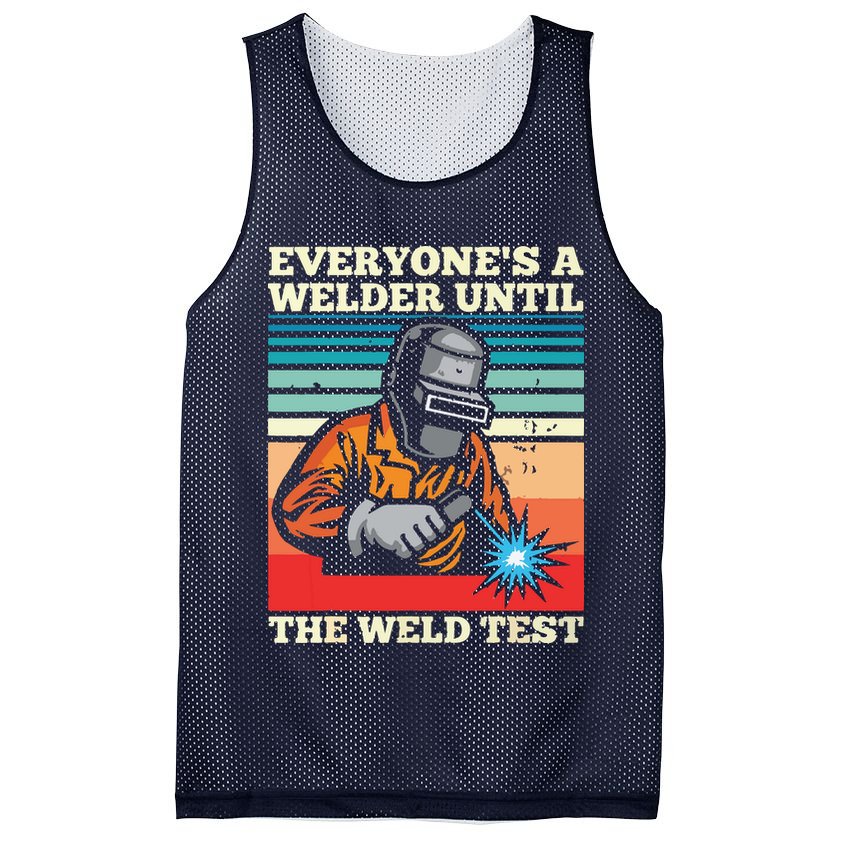 Everyone's A Welder Until The Weld Test Distressed Mesh Reversible Basketball Jersey Tank