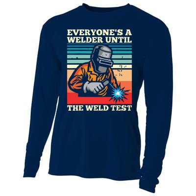 Everyone's A Welder Until The Weld Test Distressed Cooling Performance Long Sleeve Crew