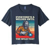 Everyone's A Welder Until The Weld Test Distressed Crop Top