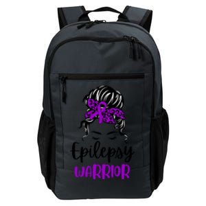 Epilepsy Awareness Woman Glasses Messy Bun Leopard Bandana Daily Commute Backpack