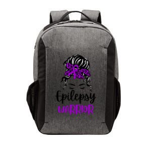 Epilepsy Awareness Woman Glasses Messy Bun Leopard Bandana Vector Backpack