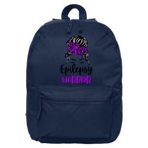 Epilepsy Awareness Woman Glasses Messy Bun Leopard Bandana 16 in Basic Backpack