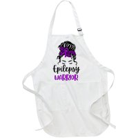 Epilepsy Awareness Woman Glasses Messy Bun Leopard Bandana Full-Length Apron With Pockets