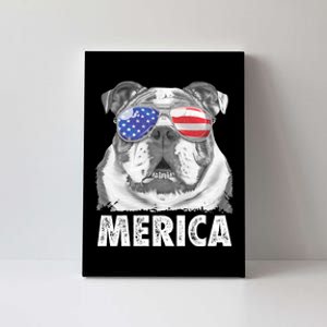 English Bulldog 4th Of July Merica Usa Flag Retro Canvas