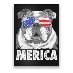 English Bulldog 4th Of July Merica Usa Flag Retro Poster