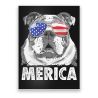 English Bulldog 4th Of July Merica Usa Flag Retro Poster