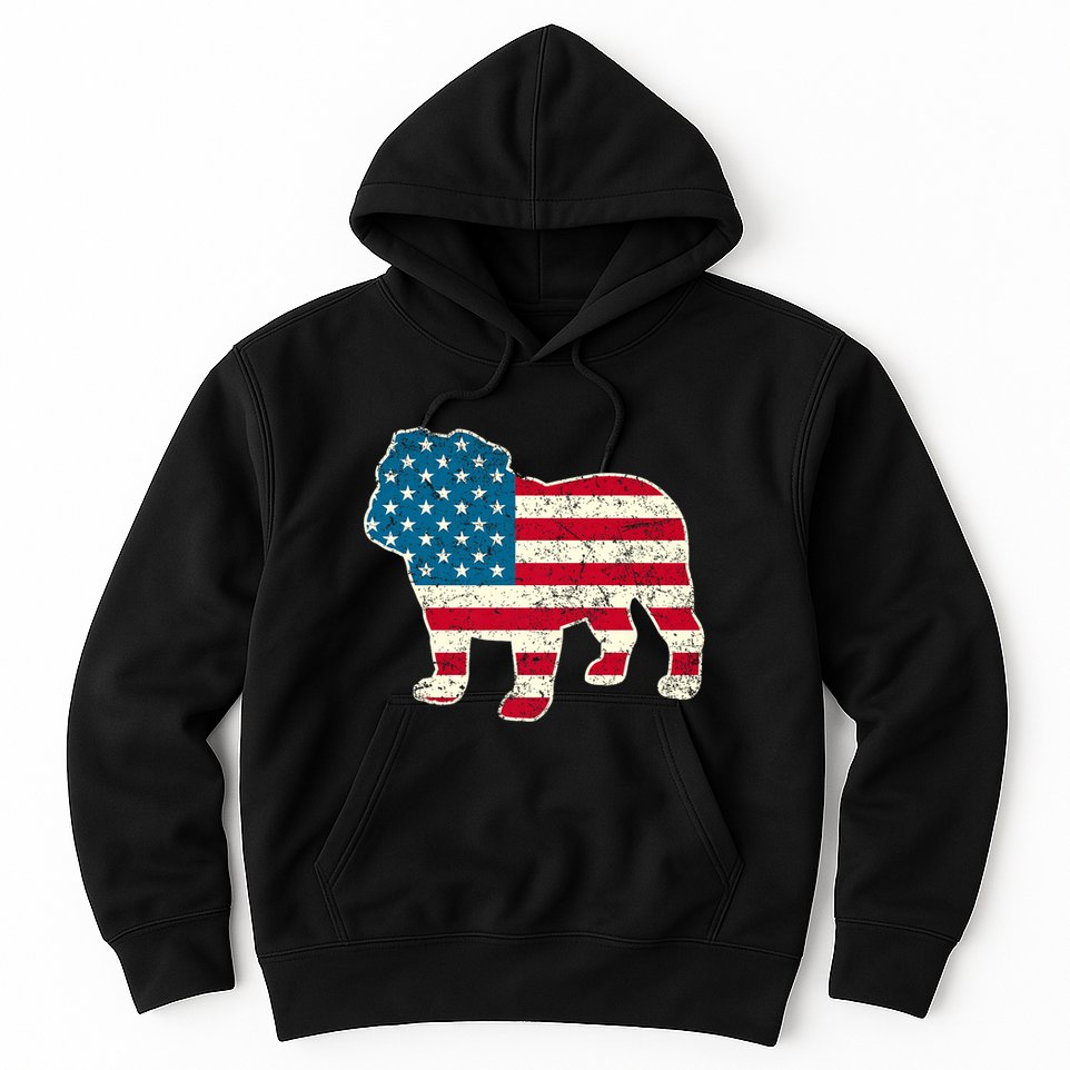 English Bulldog 4th Of July Dog American Flag Usa Hoodie