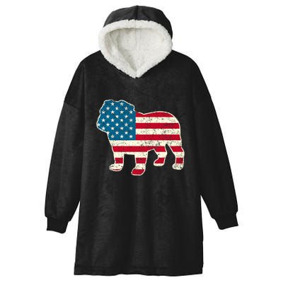 English Bulldog 4th Of July Dog American Flag Usa Hooded Wearable Blanket