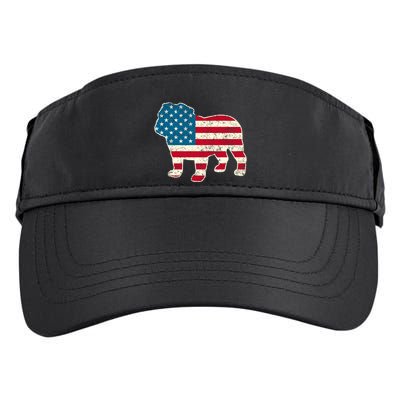English Bulldog 4th Of July Dog American Flag Usa Adult Drive Performance Visor