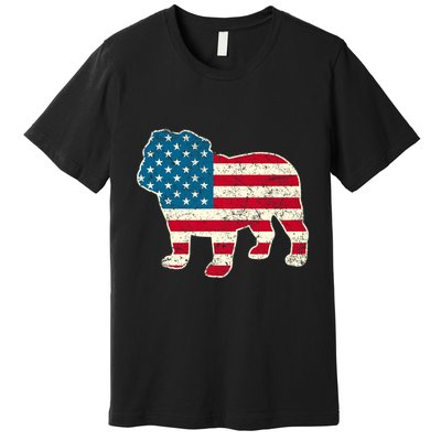 English Bulldog 4th Of July Dog American Flag Usa Premium T-Shirt
