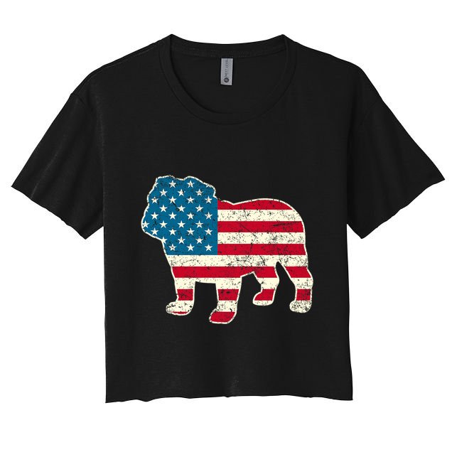 English Bulldog 4th Of July Dog American Flag Usa Crop Top