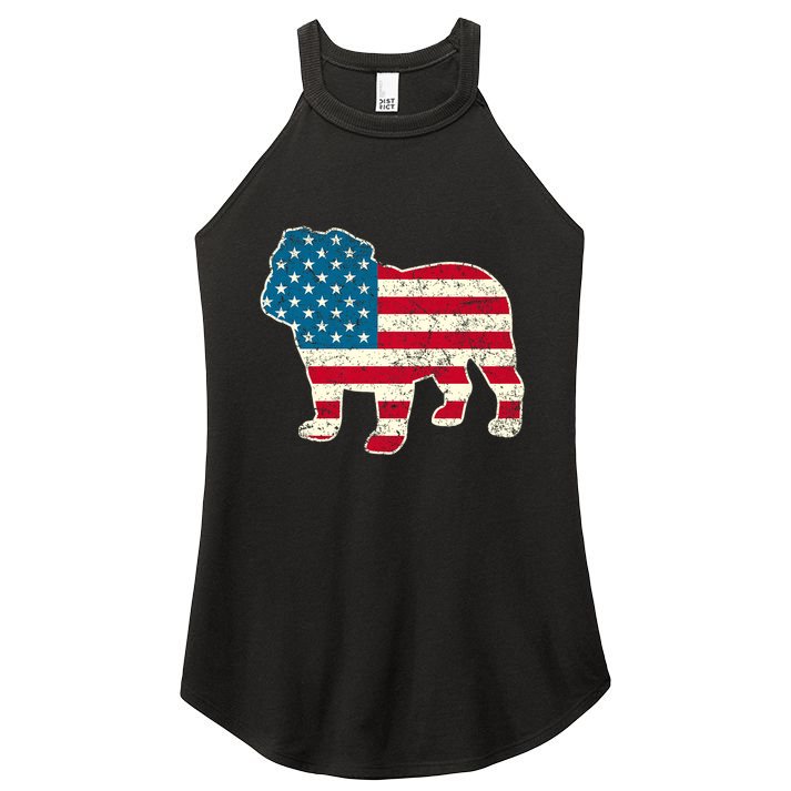 English Bulldog 4th Of July Dog American Flag Usa Women's Perfect Tri Rocker Tank