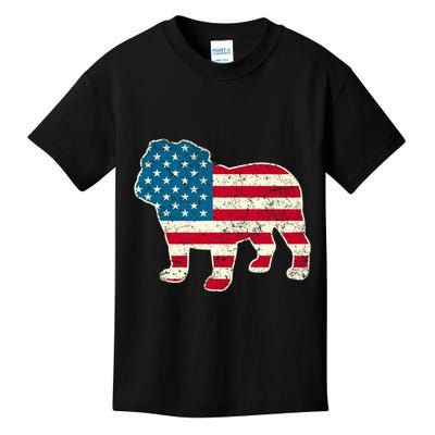 English Bulldog 4th Of July Dog American Flag Usa Kids T-Shirt
