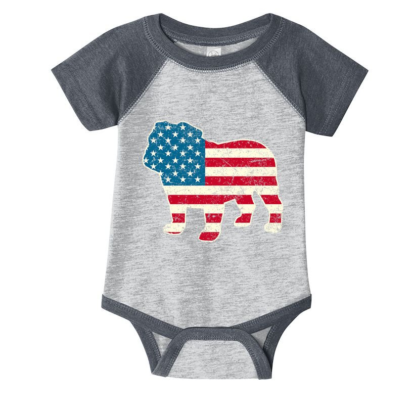 English Bulldog 4th Of July Dog American Flag Usa Infant Baby Jersey Bodysuit