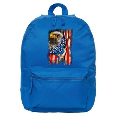 Eagle Behind American Flag 4th Of July Patriotic Eagle Lover Gift 16 in Basic Backpack