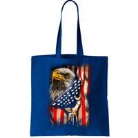 Eagle Behind American Flag 4th Of July Patriotic Eagle Lover Gift Tote Bag