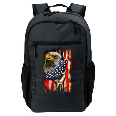 Eagle Behind American Flag 4th Of July Patriotic Eagle Lover Gift Daily Commute Backpack