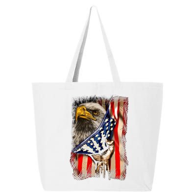 Eagle Behind American Flag 4th Of July Patriotic Eagle Lover Gift 25L Jumbo Tote