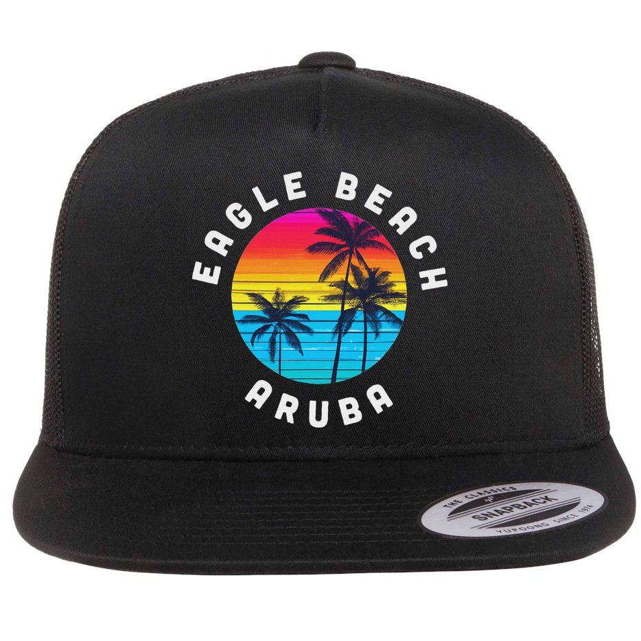Eagle Beach Aruba Vacation Souvenir Sunset Beach Flat Bill Trucker Hat