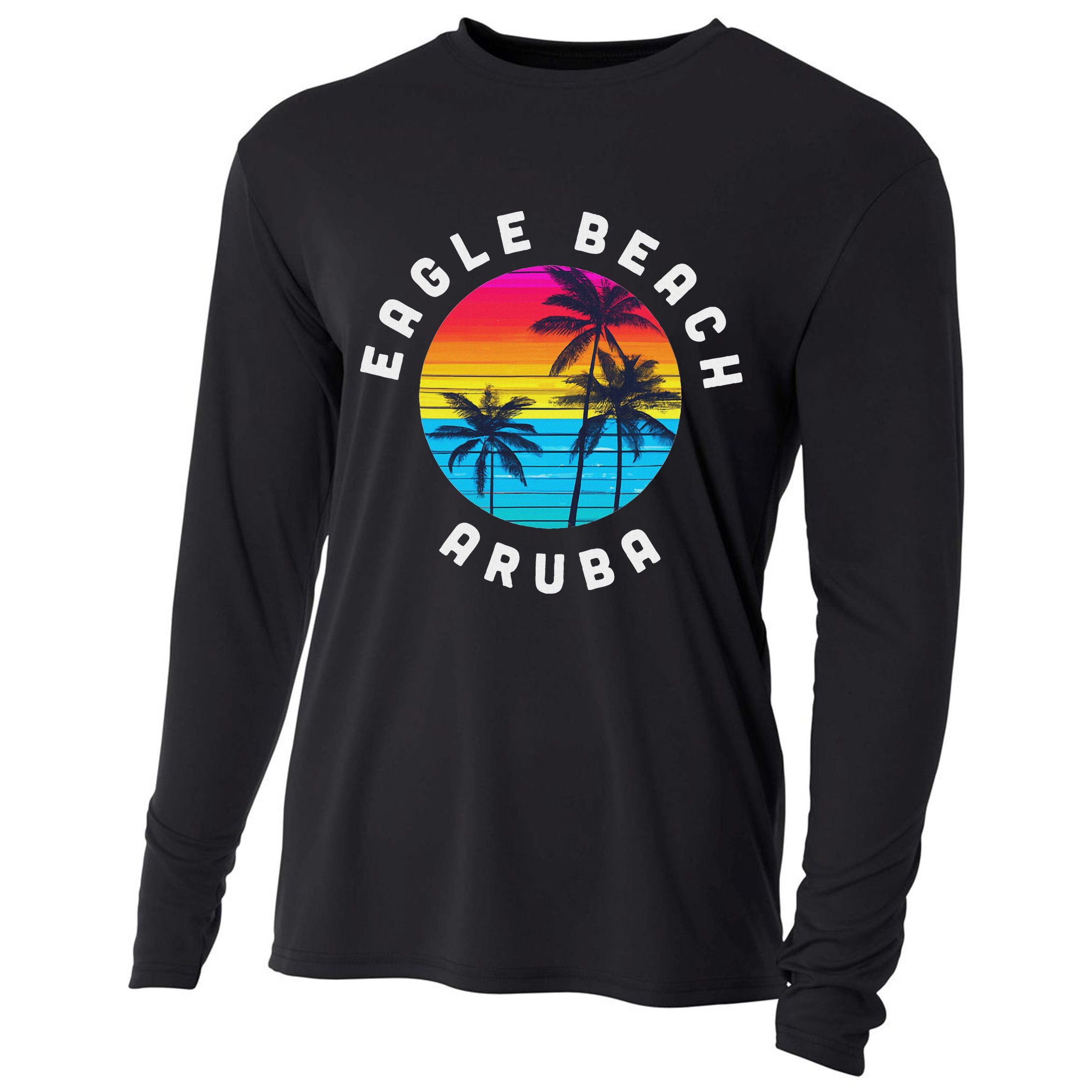 Eagle Beach Aruba Vacation Souvenir Sunset Beach Cooling Performance Long Sleeve Crew