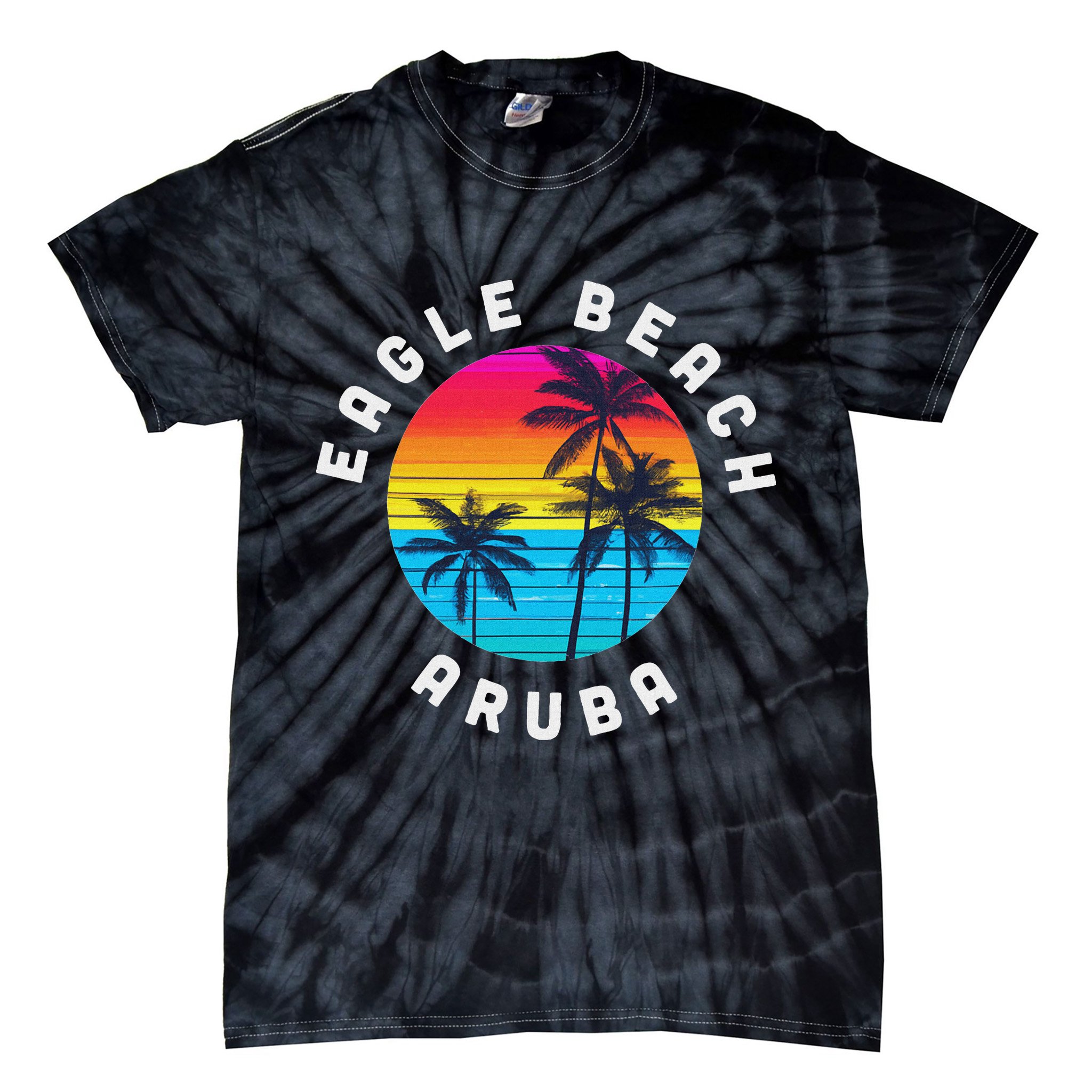 Eagle Beach Aruba Vacation Souvenir Sunset Beach Tie-Dye T-Shirt
