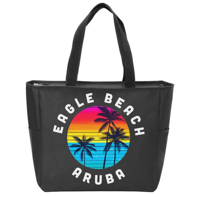 Eagle Beach Aruba Vacation Souvenir Sunset Beach Zip Tote Bag