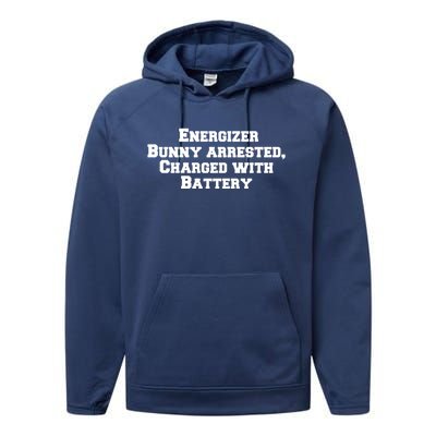 Energizer Bunny Arrested Charged With Battery Humor Funny Performance Fleece Hoodie