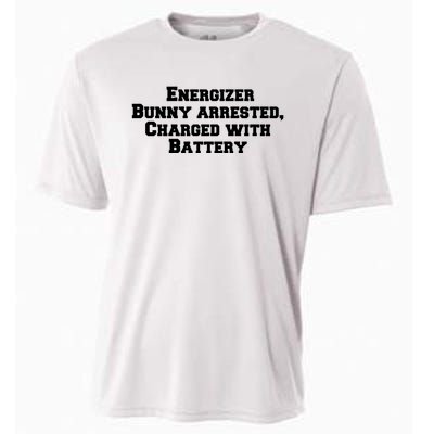 Energizer Bunny Arrested Charged With Battery Humor Funny Cooling Performance Crew T-Shirt