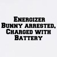 Energizer Bunny Arrested Charged With Battery Humor Funny Tall T-Shirt