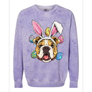 Easter Bunny American Bulldog Dog Women Colorblast Crewneck Sweatshirt