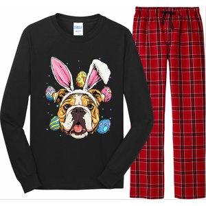 Easter Bunny American Bulldog Dog Women Long Sleeve Pajama Set