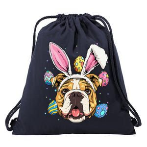 Easter Bunny American Bulldog Dog Women Drawstring Bag