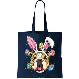 Easter Bunny American Bulldog Dog Women Tote Bag