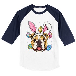 Easter Bunny American Bulldog Dog Women Baseball Sleeve Shirt