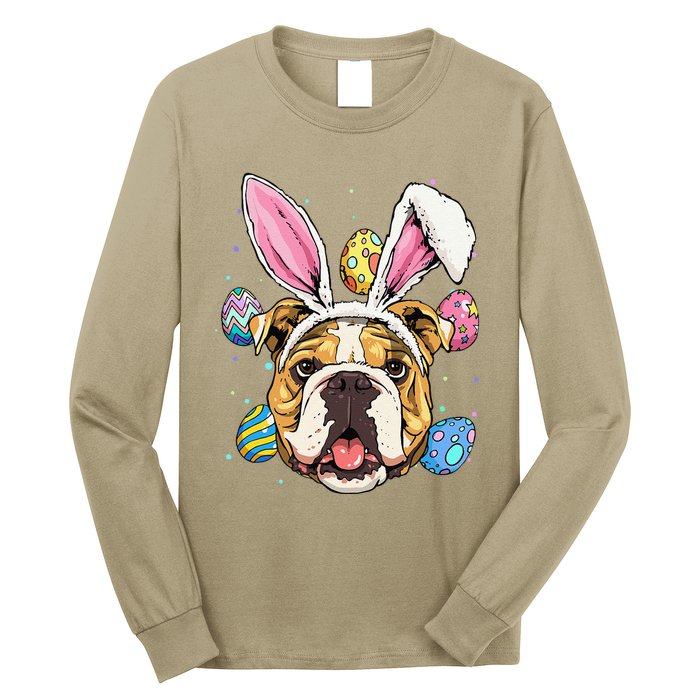 Easter Bunny American Bulldog Dog Women Long Sleeve Shirt