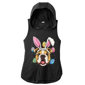 Easter Bunny American Bulldog Dog Women Ladies PosiCharge Tri-Blend Wicking Draft Hoodie Tank