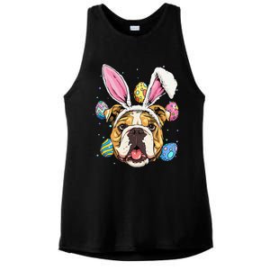 Easter Bunny American Bulldog Dog Women Ladies PosiCharge Tri-Blend Wicking Tank